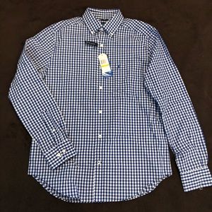 Nautical blue and white checkered dress shirt